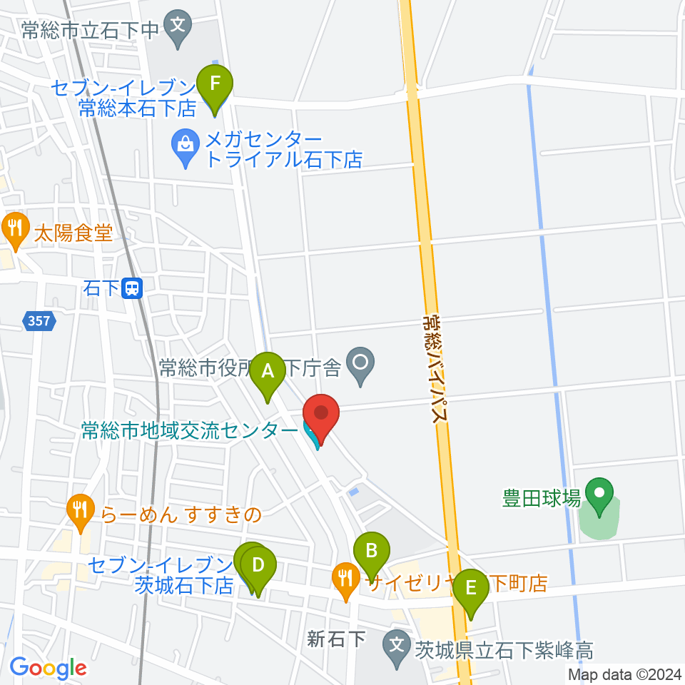 常総市地域交流センター周辺のコンビニエンスストア一覧地図