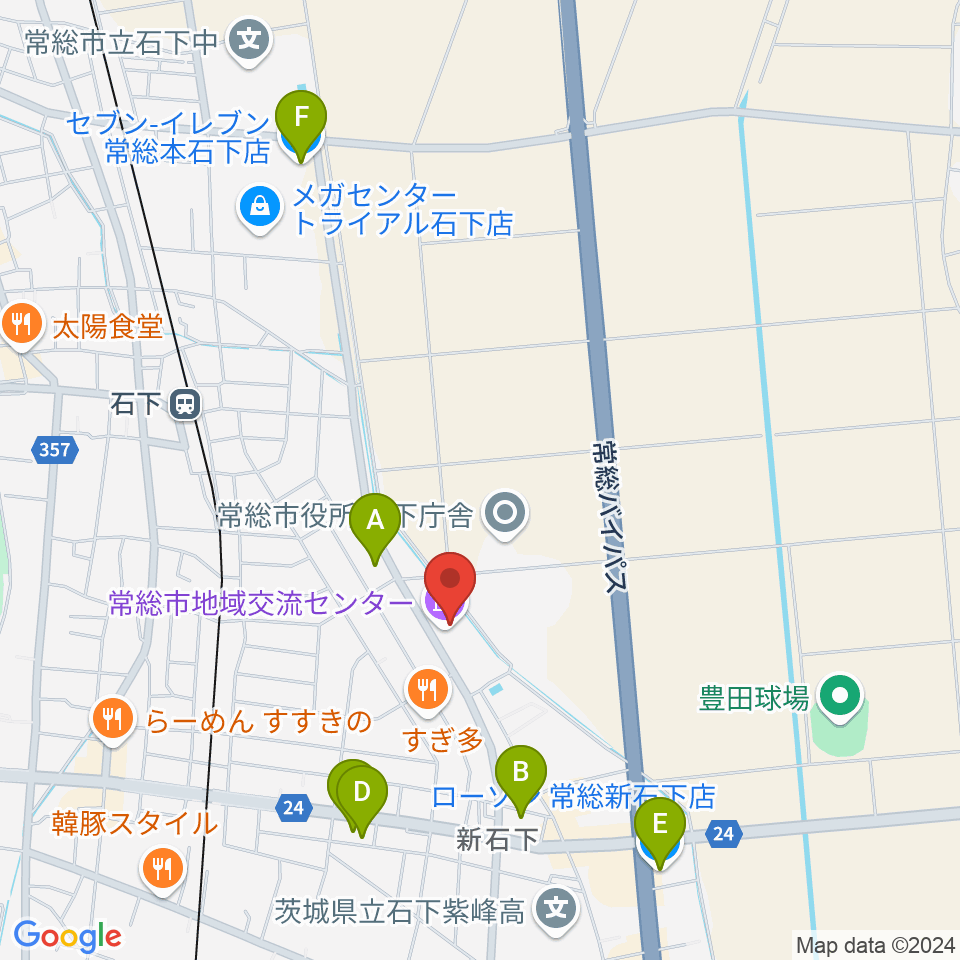 常総市地域交流センター周辺のコンビニエンスストア一覧地図