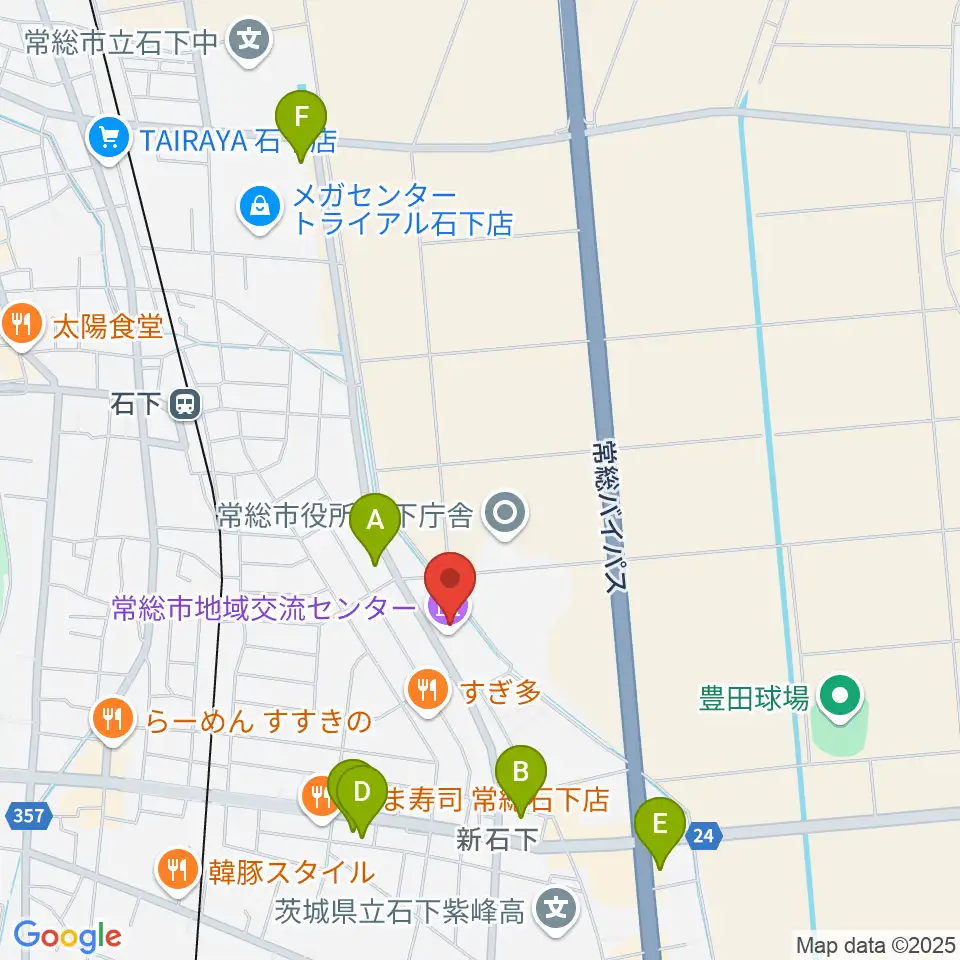 常総市地域交流センター周辺のコンビニエンスストア一覧地図