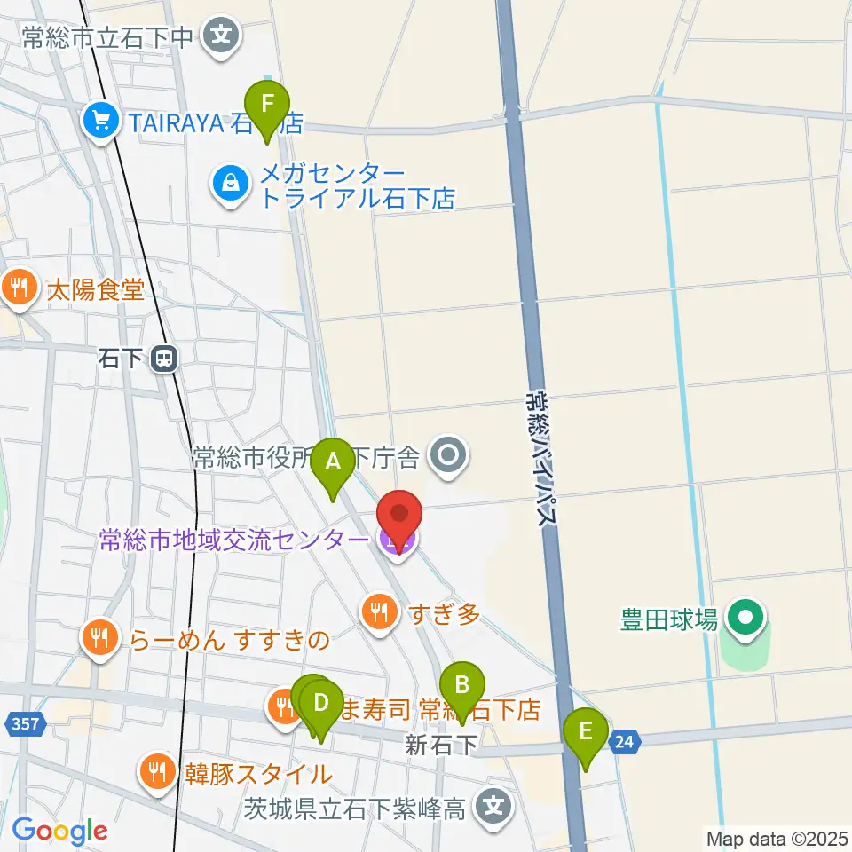 常総市地域交流センター周辺のコンビニエンスストア一覧地図