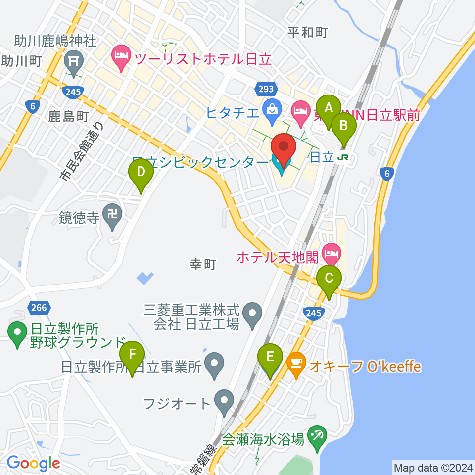 日立シビックセンター周辺のコンビニエンスストア一覧地図