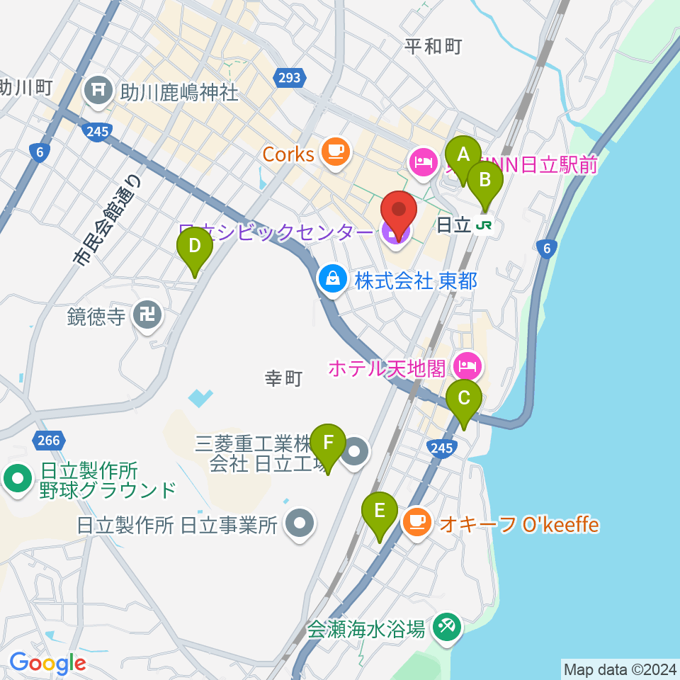 日立シビックセンター周辺のコンビニエンスストア一覧地図