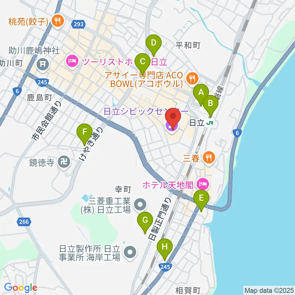 日立シビックセンター周辺のコンビニエンスストア一覧地図
