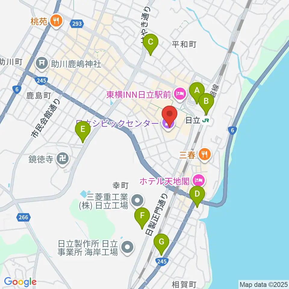 日立シビックセンター周辺のコンビニエンスストア一覧地図