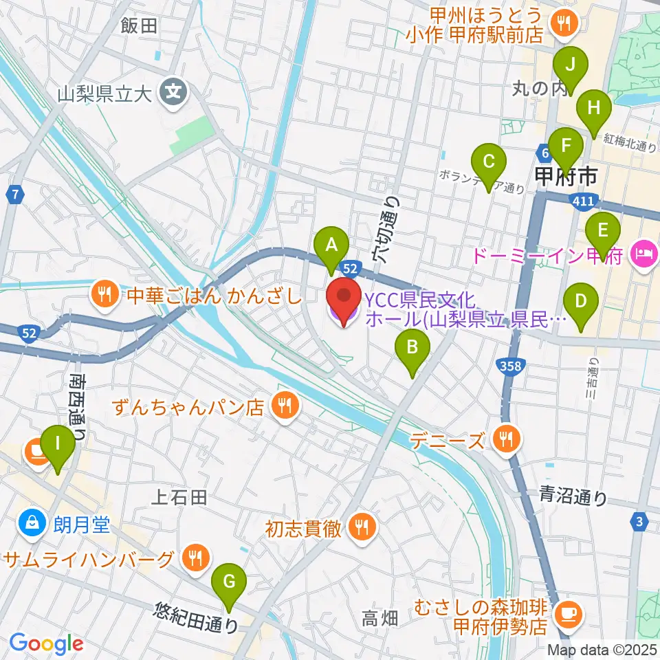 YCC県民文化ホール周辺のコンビニエンスストア一覧地図