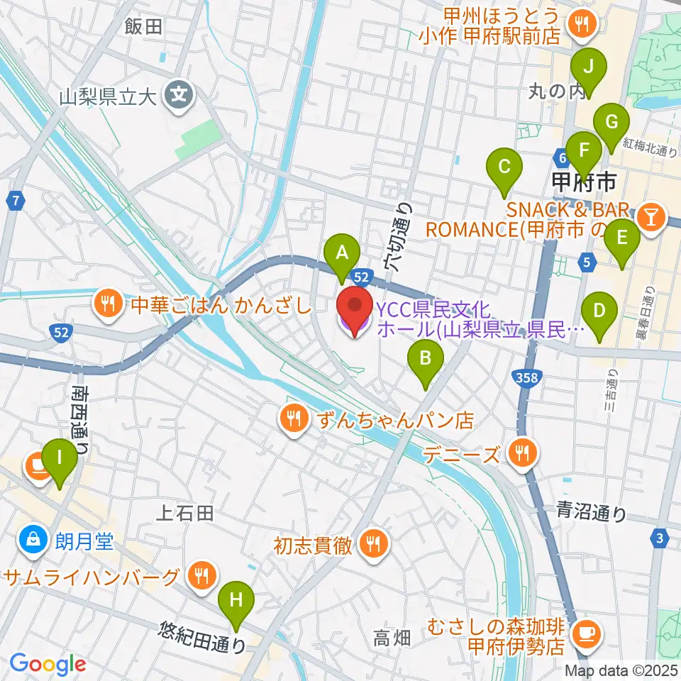 YCC県民文化ホール周辺のコンビニエンスストア一覧地図