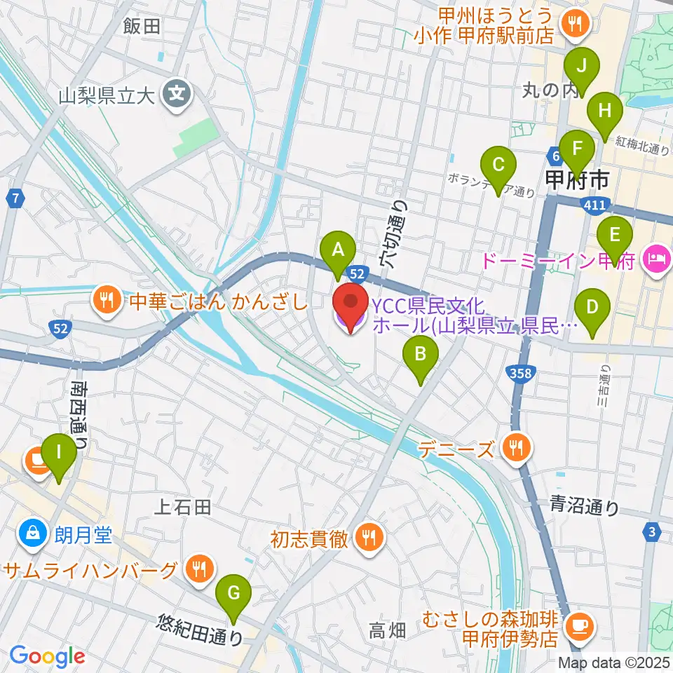 YCC県民文化ホール周辺のコンビニエンスストア一覧地図