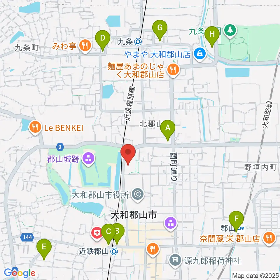 DMG MORI やまと郡山城ホール周辺のコンビニエンスストア一覧地図