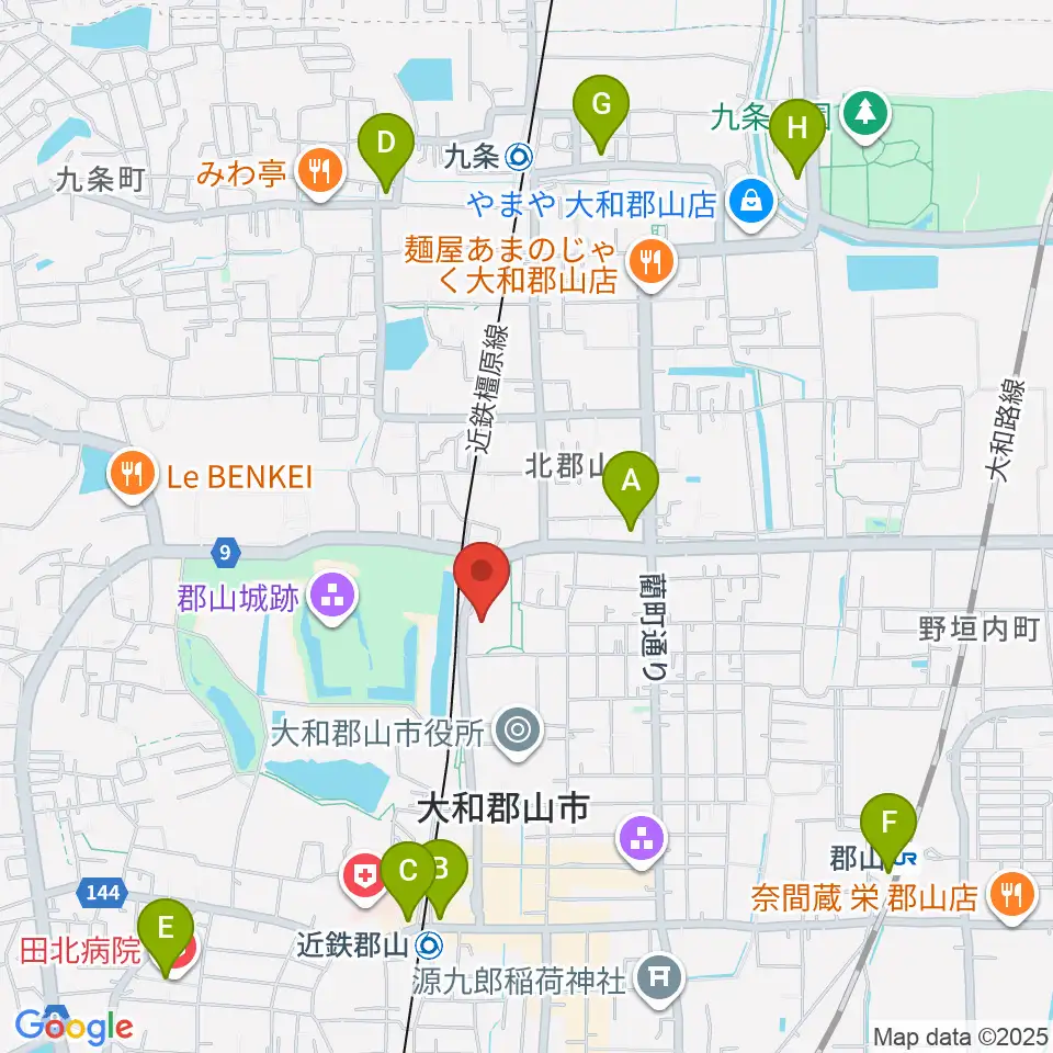 DMG MORI やまと郡山城ホール周辺のコンビニエンスストア一覧地図