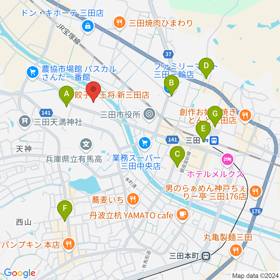 郷の音ホール周辺のコンビニエンスストア一覧地図