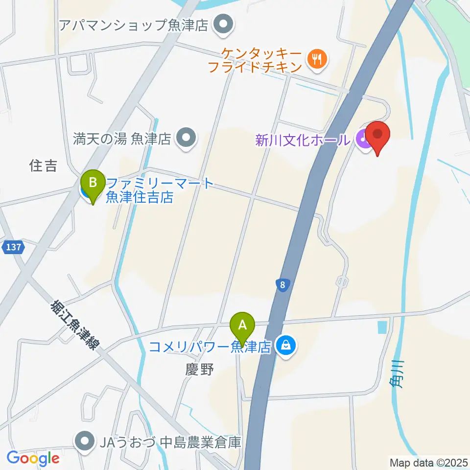 新川文化ホール ミラージュホール周辺のコンビニエンスストア一覧地図
