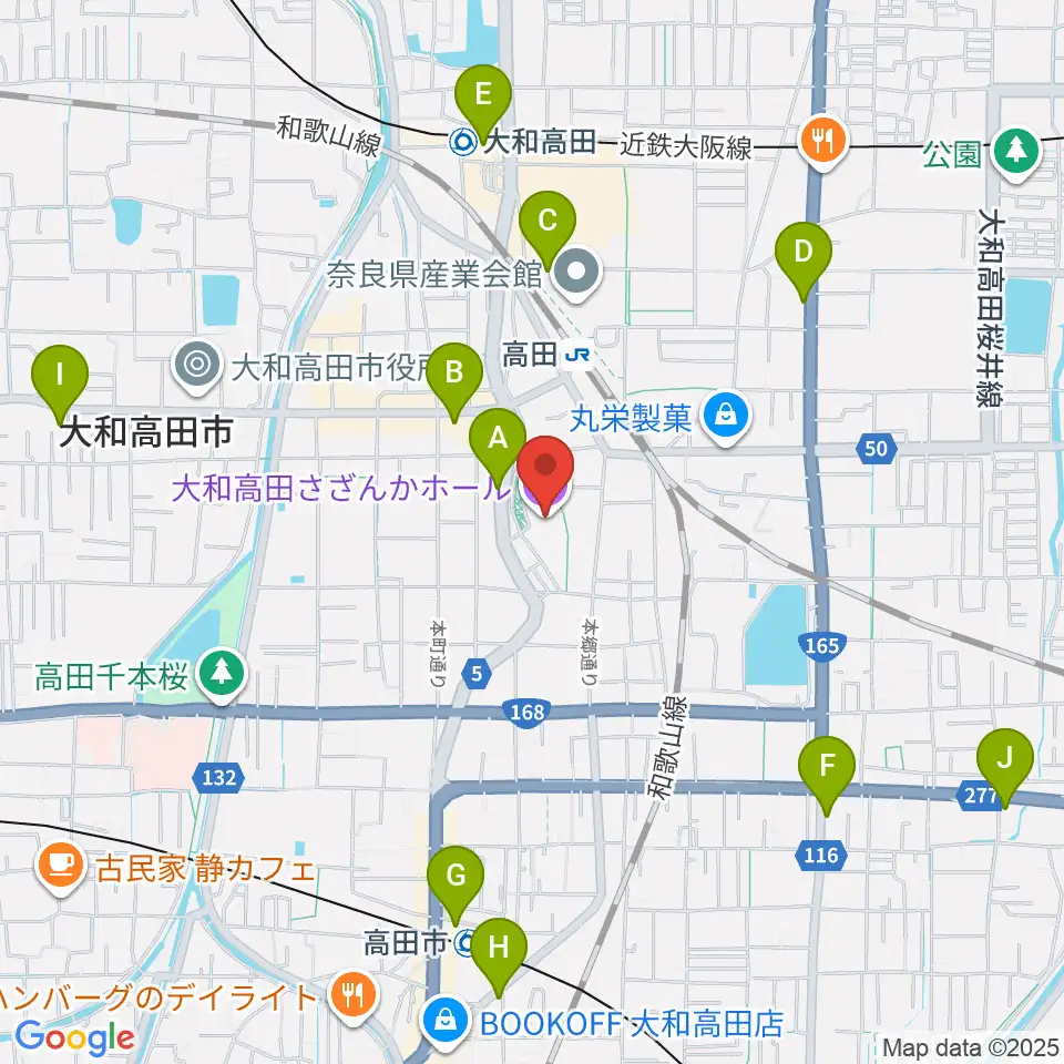 大和高田さざんかホール周辺のコンビニエンスストア一覧地図