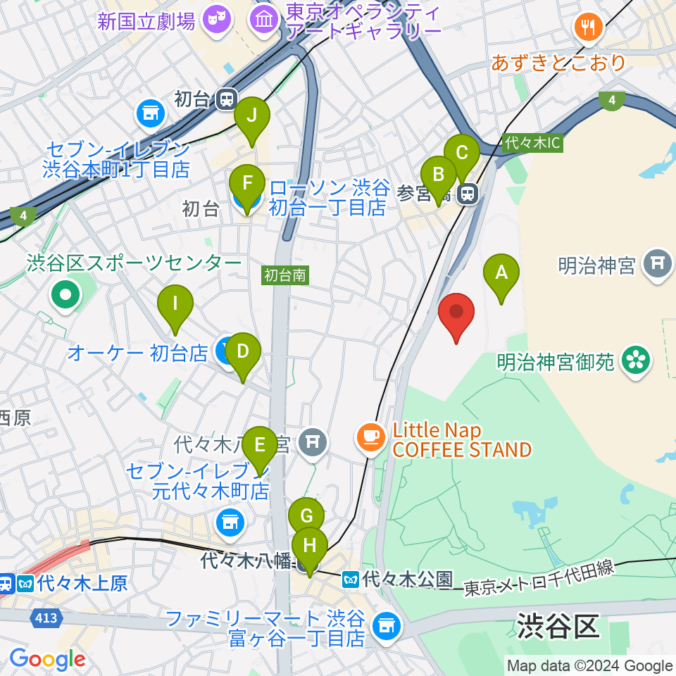 国立オリンピック記念青少年総合センター周辺のコンビニエンスストア一覧地図