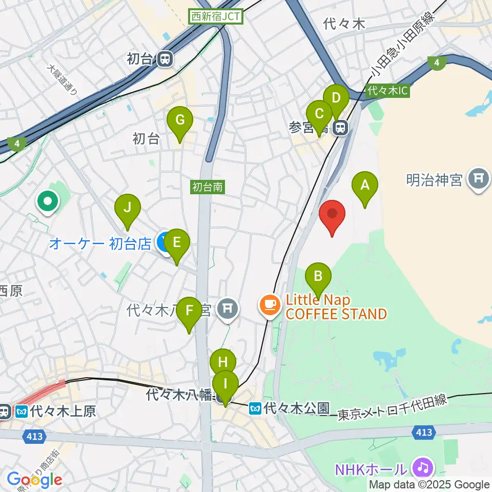 国立オリンピック記念青少年総合センター周辺のコンビニエンスストア一覧地図