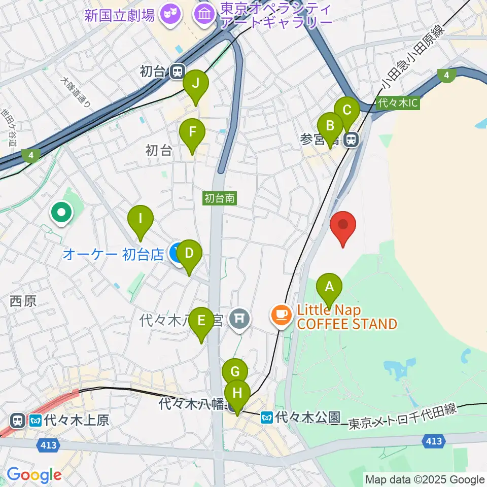 国立オリンピック記念青少年総合センター周辺のコンビニエンスストア一覧地図