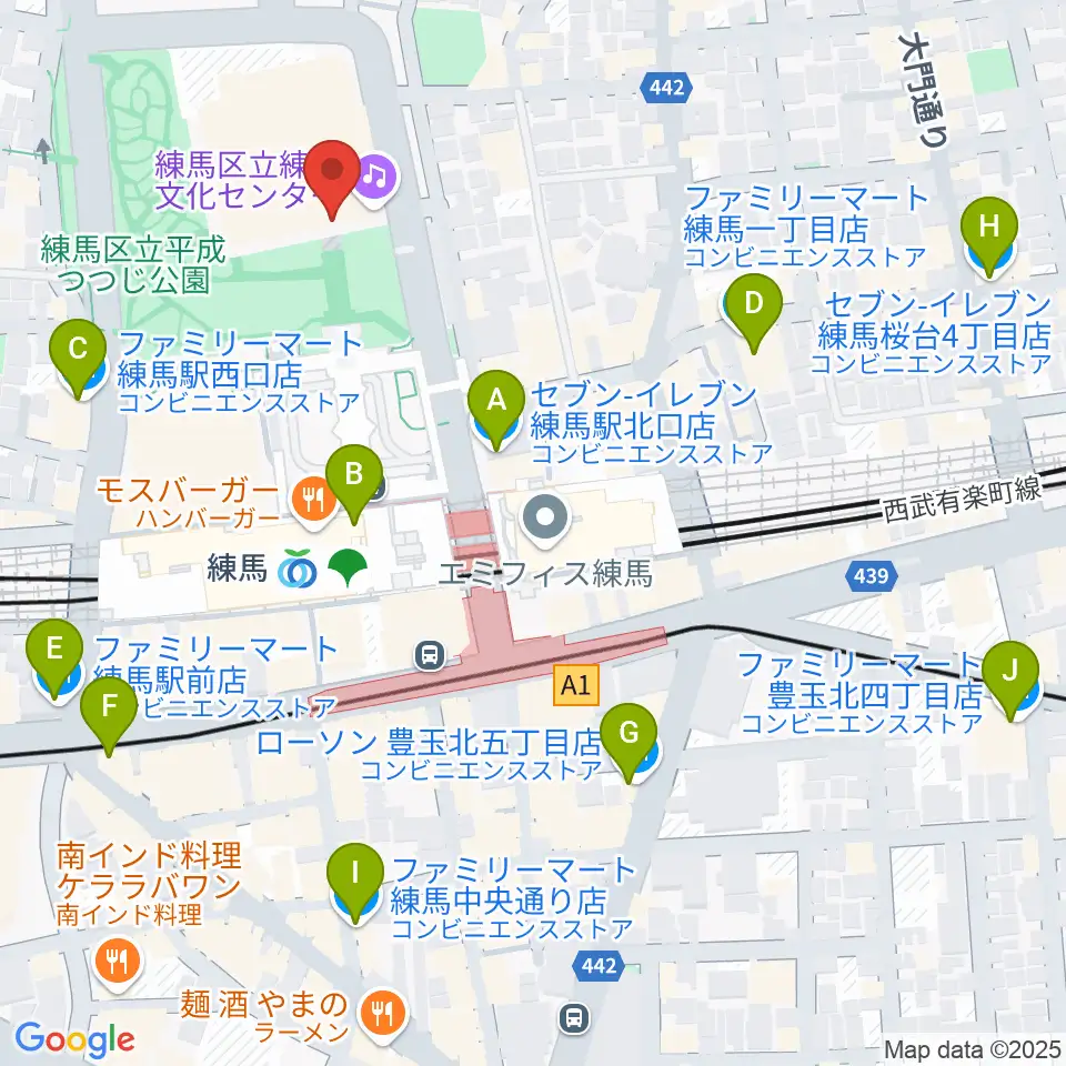 練馬文化センター周辺のコンビニエンスストア一覧地図