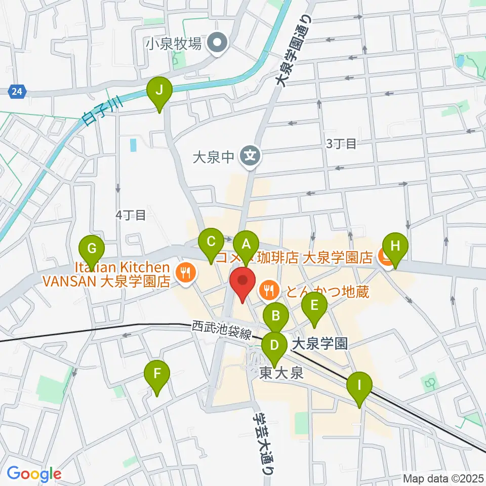 大泉学園ゆめりあホール周辺のコンビニエンスストア一覧地図