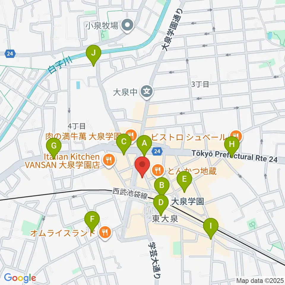 大泉学園ゆめりあホール周辺のコンビニエンスストア一覧地図