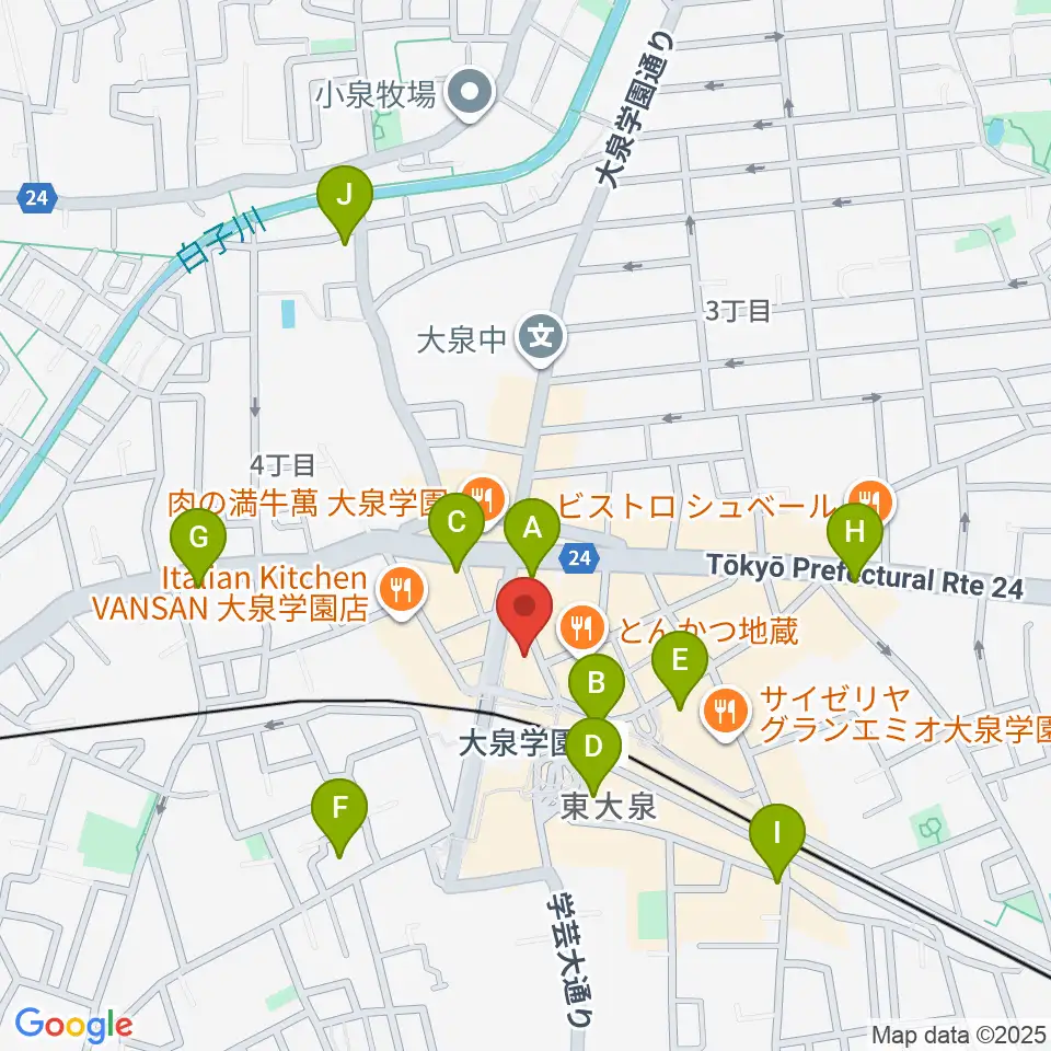 大泉学園ゆめりあホール周辺のコンビニエンスストア一覧地図