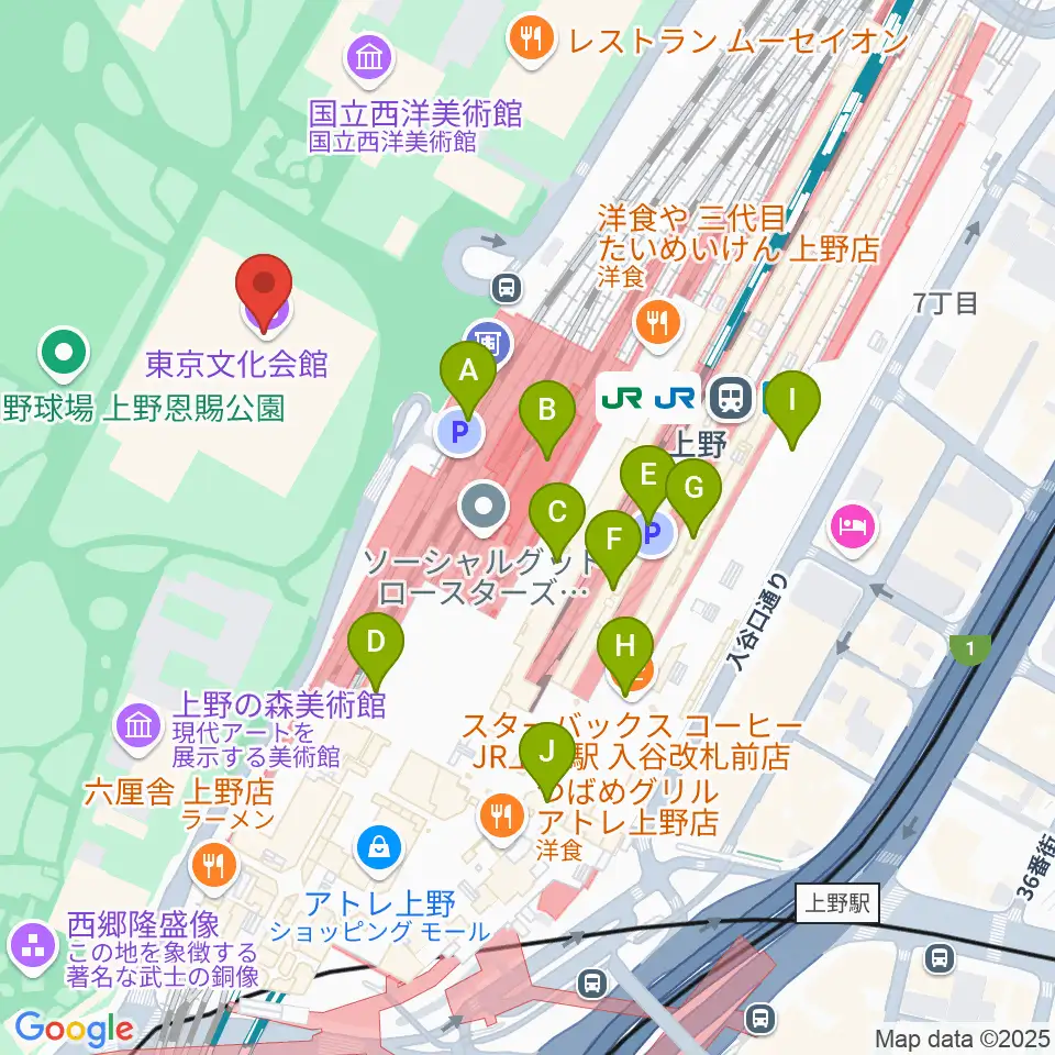 東京文化会館周辺のコンビニエンスストア一覧地図