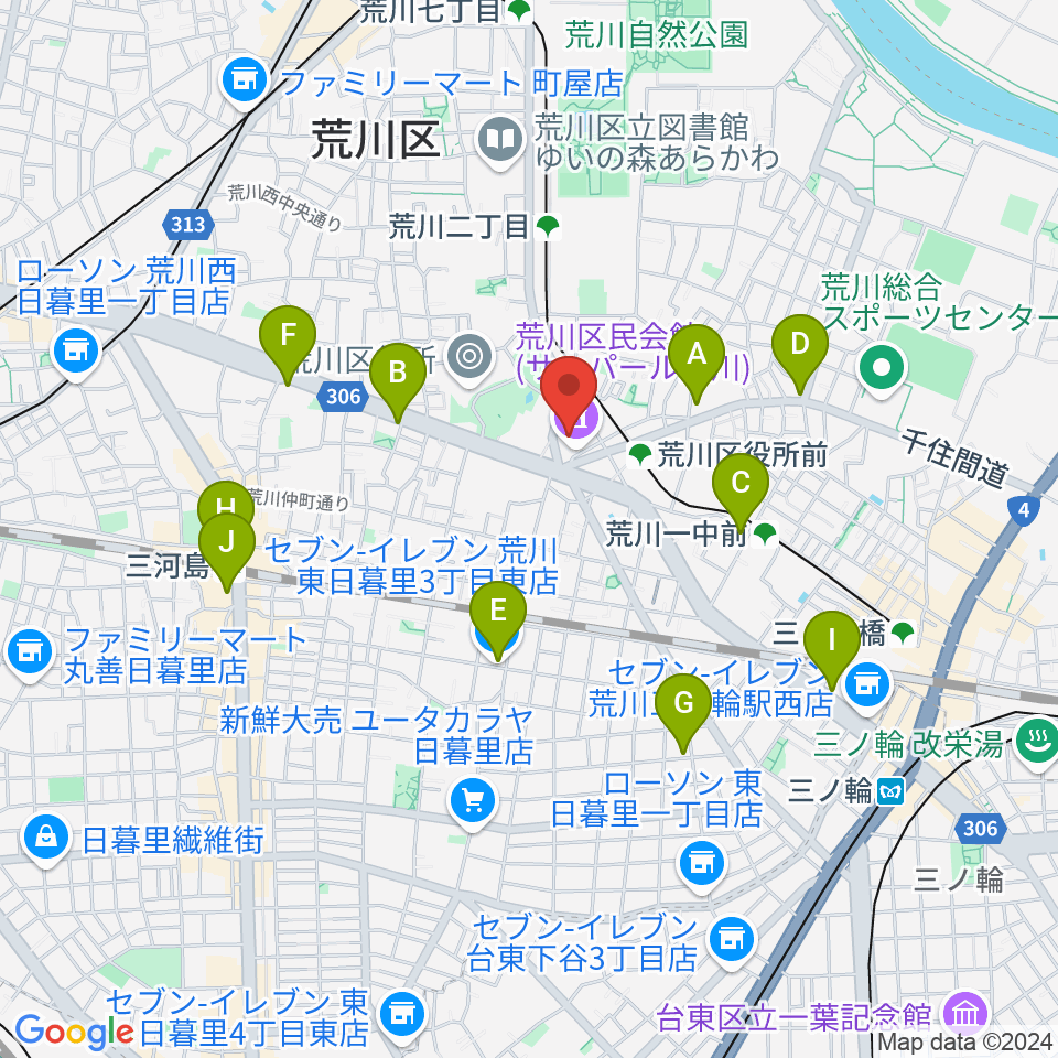 サンパール荒川周辺のコンビニエンスストア一覧地図