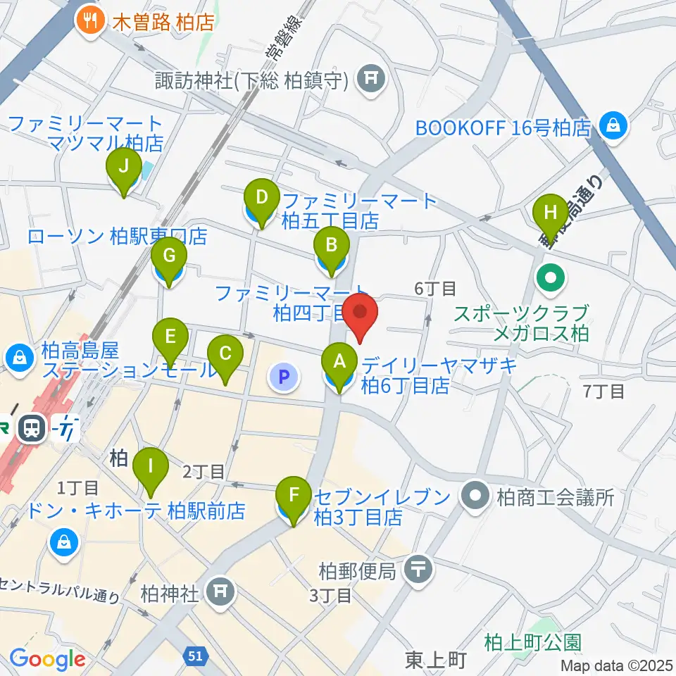 アミュゼ柏周辺のコンビニエンスストア一覧地図