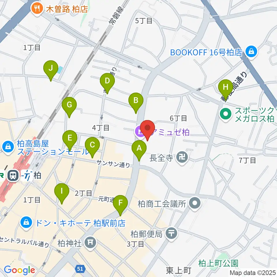 アミュゼ柏周辺のコンビニエンスストア一覧地図