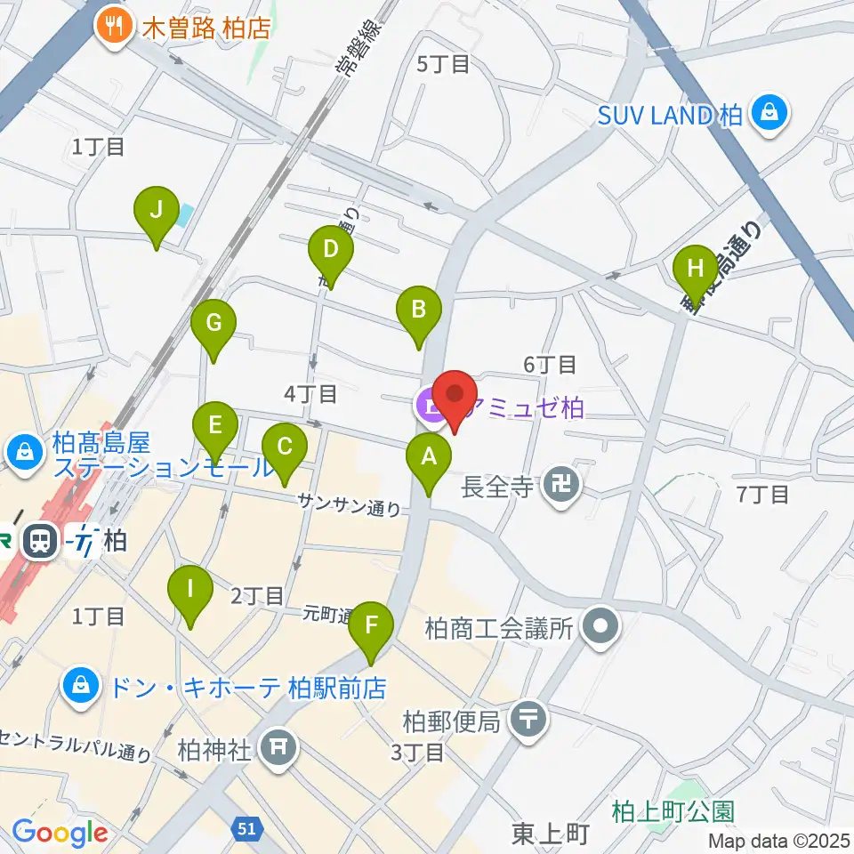 アミュゼ柏周辺のコンビニエンスストア一覧地図