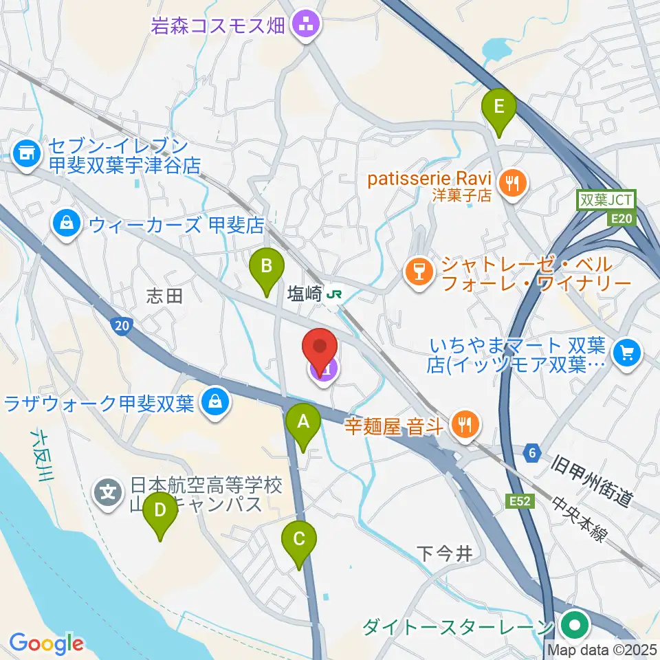 甲斐市双葉ふれあい文化館周辺のコンビニエンスストア一覧地図