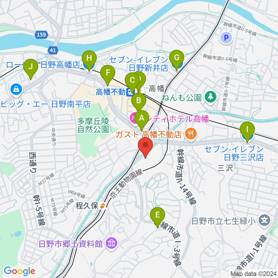 七生公会堂周辺のコンビニエンスストア一覧地図