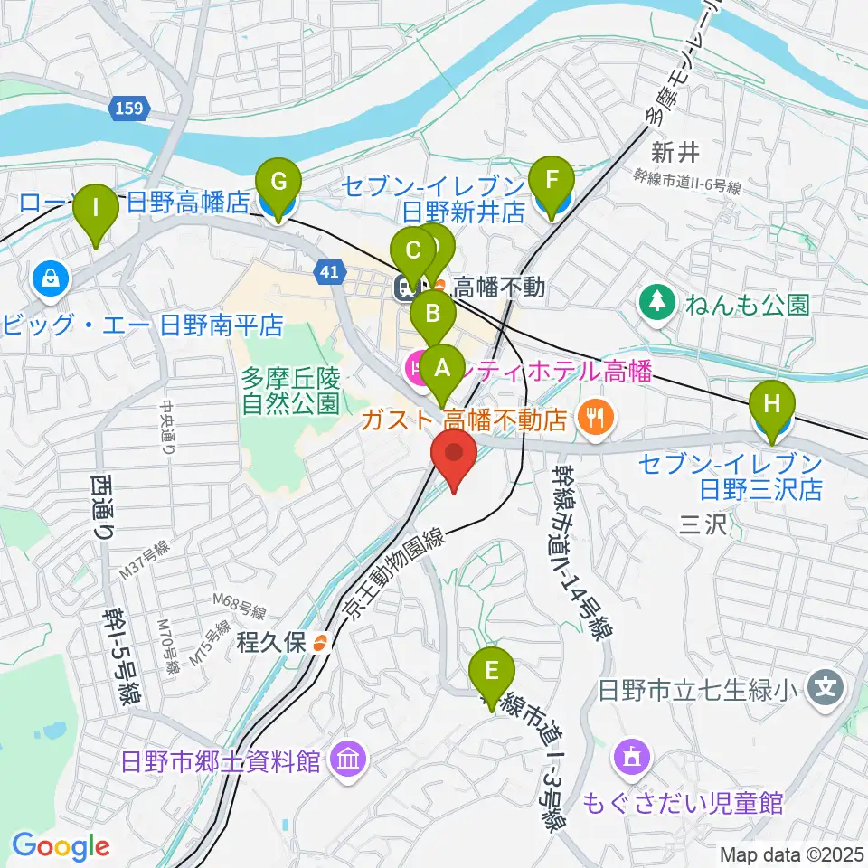 七生公会堂周辺のコンビニエンスストア一覧地図