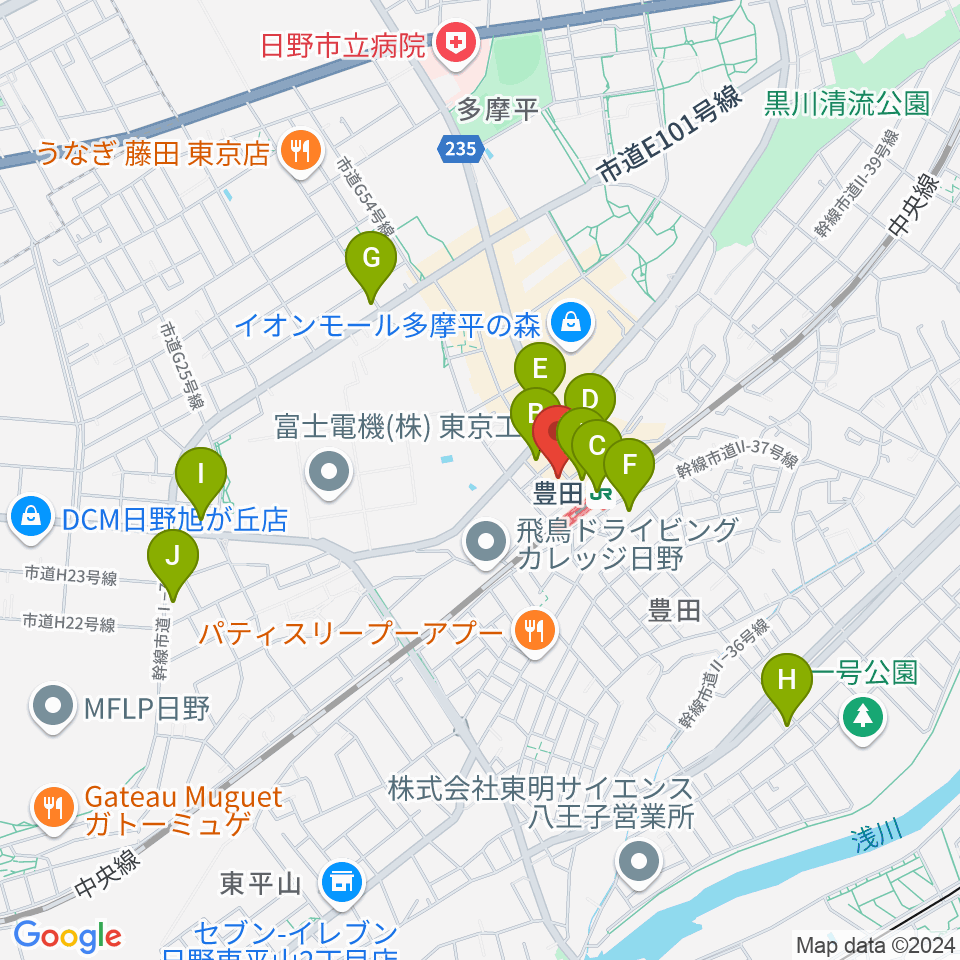 ひの市民活動支援センター周辺のコンビニエンスストア一覧地図