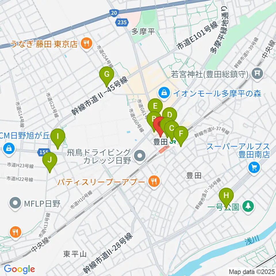 ひの市民活動支援センター周辺のコンビニエンスストア一覧地図