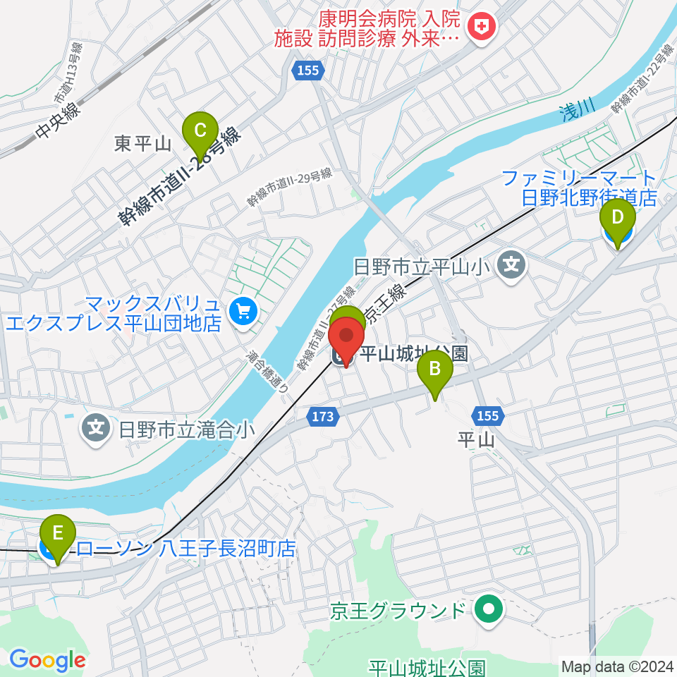 日野市平山交流センター周辺のコンビニエンスストア一覧地図