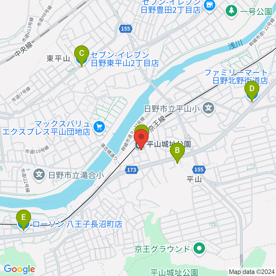 日野市平山交流センター周辺のコンビニエンスストア一覧地図