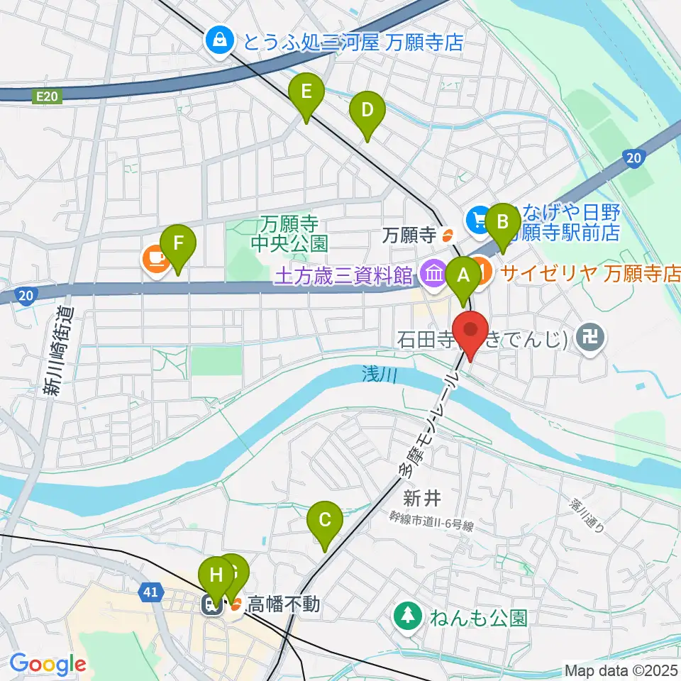 日野市東部会館周辺のコンビニエンスストア一覧地図