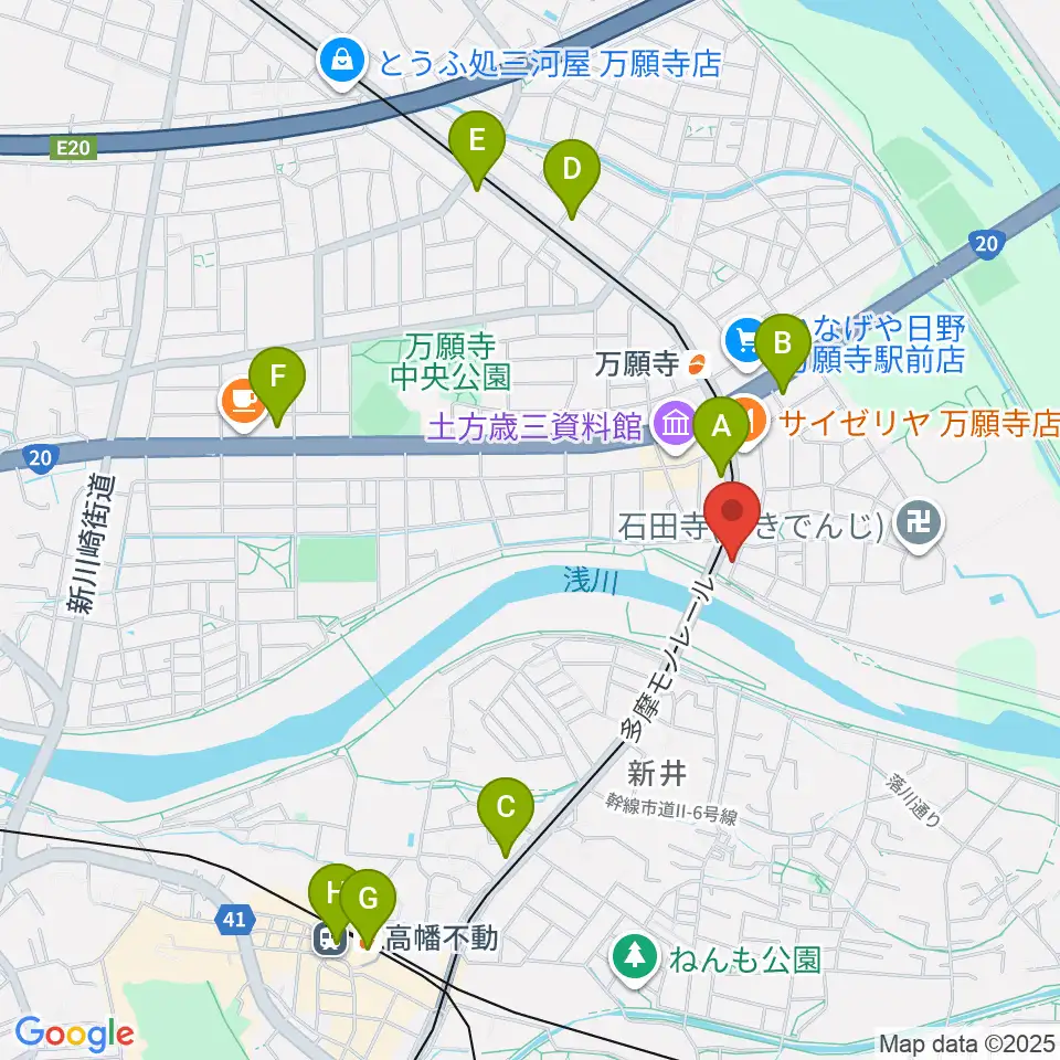 日野市東部会館周辺のコンビニエンスストア一覧地図