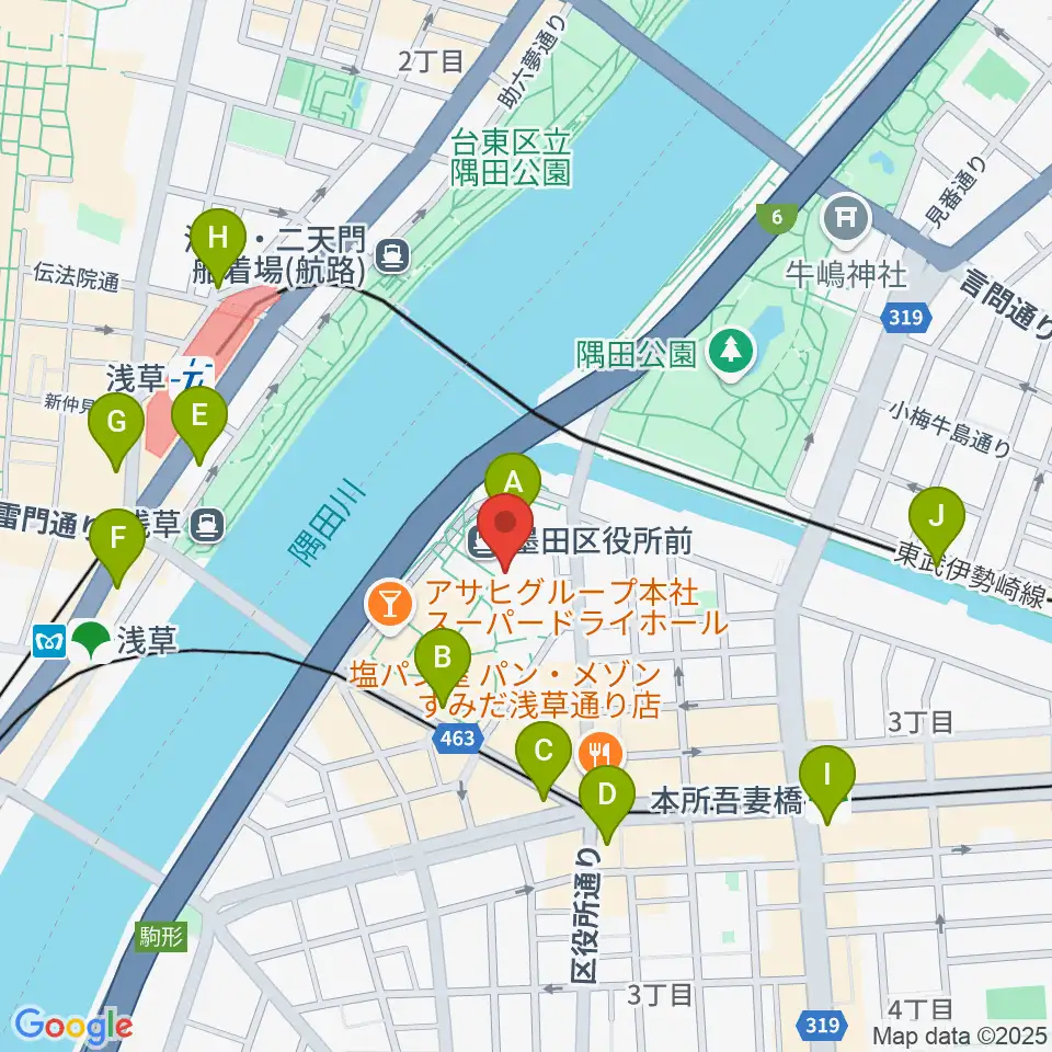すみだリバーサイドホール周辺のコンビニエンスストア一覧地図