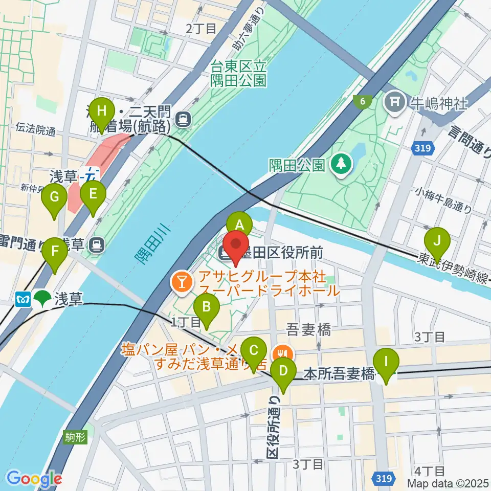 すみだリバーサイドホール周辺のコンビニエンスストア一覧地図