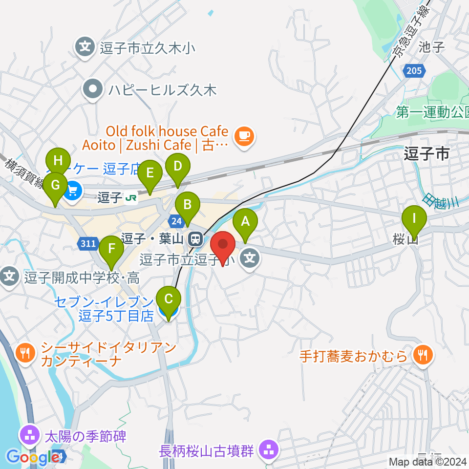 逗子文化プラザホール周辺のコンビニエンスストア一覧地図