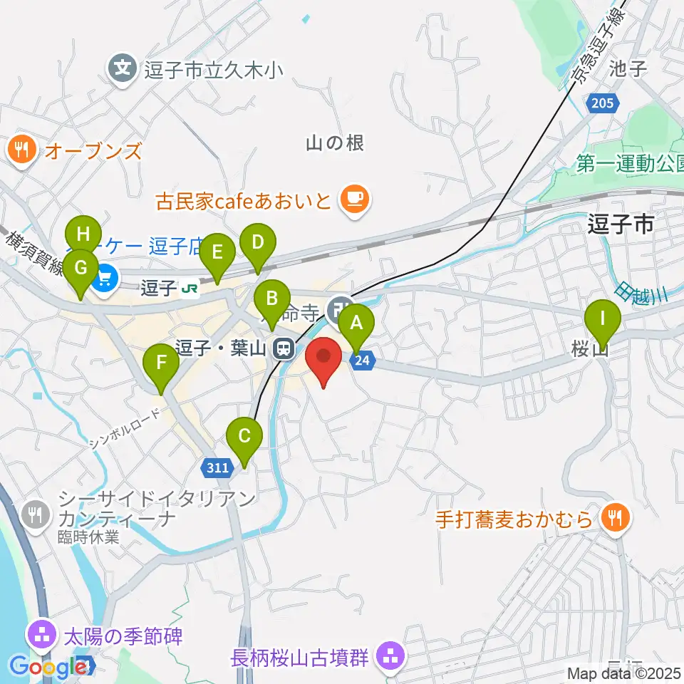 逗子文化プラザホール周辺のコンビニエンスストア一覧地図