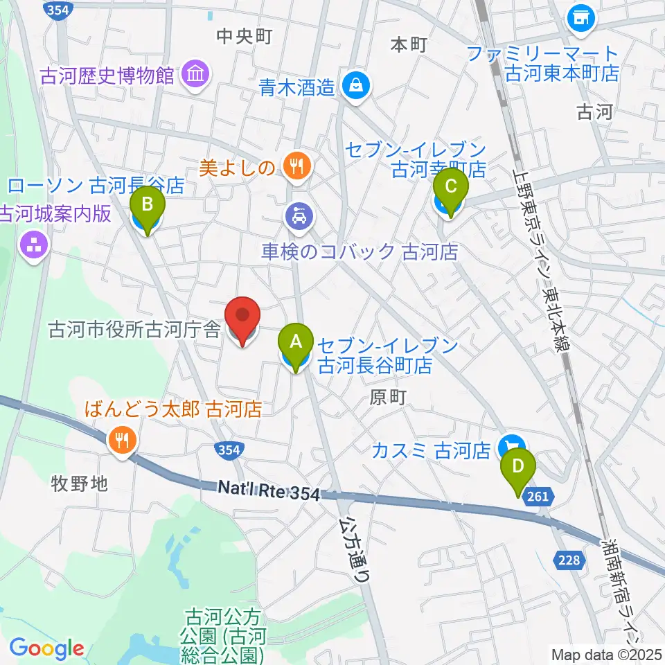 スペースU古河周辺のコンビニエンスストア一覧地図