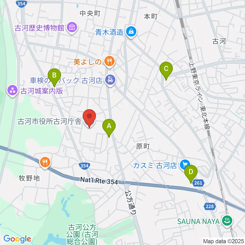 スペースＵ古河周辺のコンビニエンスストア一覧地図