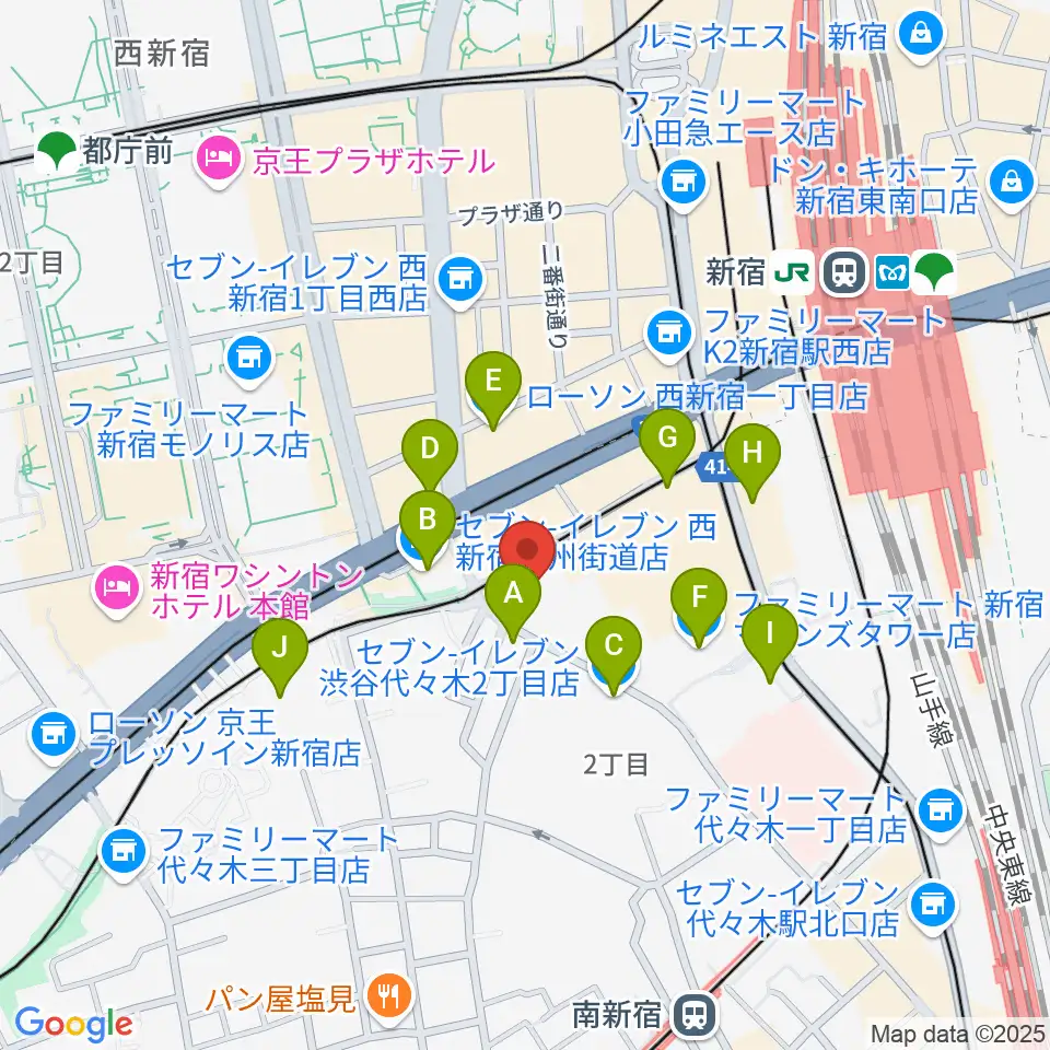 こくみん共済coopホール スペース・ゼロ周辺のコンビニエンスストア一覧地図