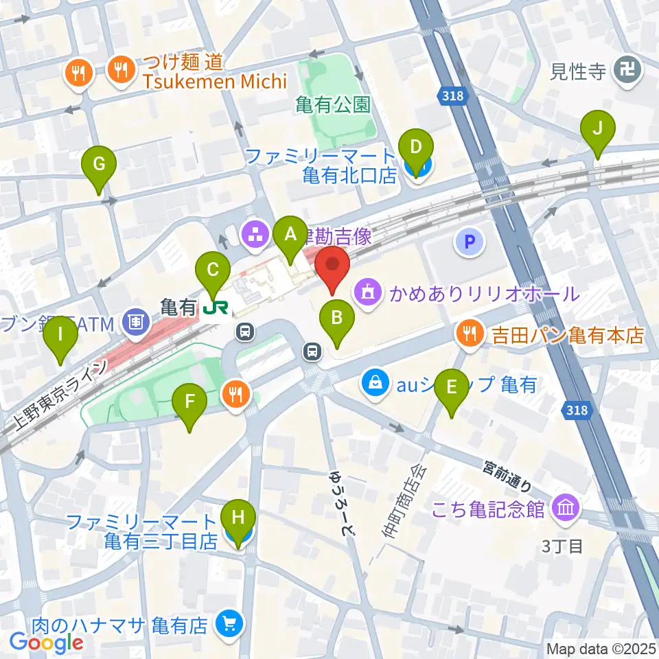 かめありリリオホール周辺のコンビニエンスストア一覧地図