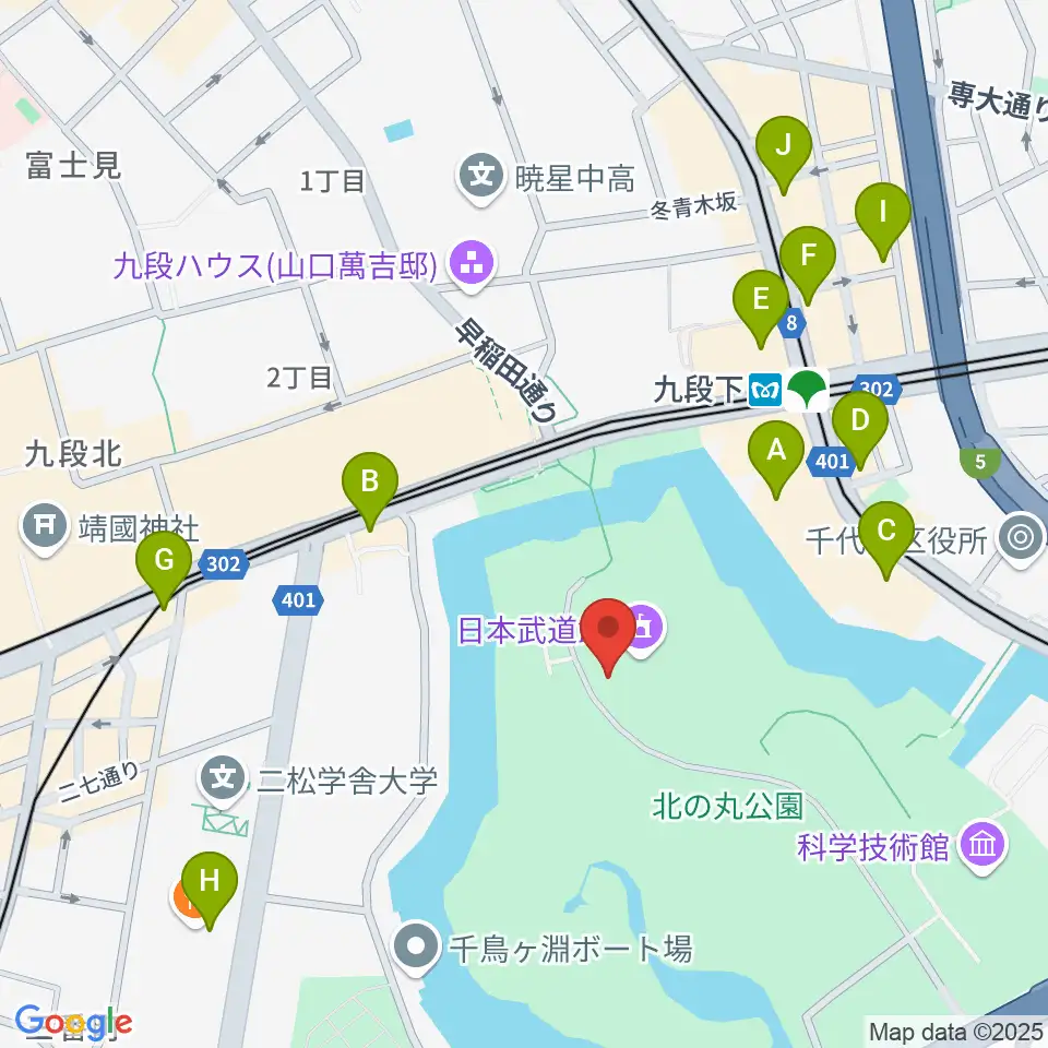 日本武道館周辺のコンビニエンスストア一覧地図