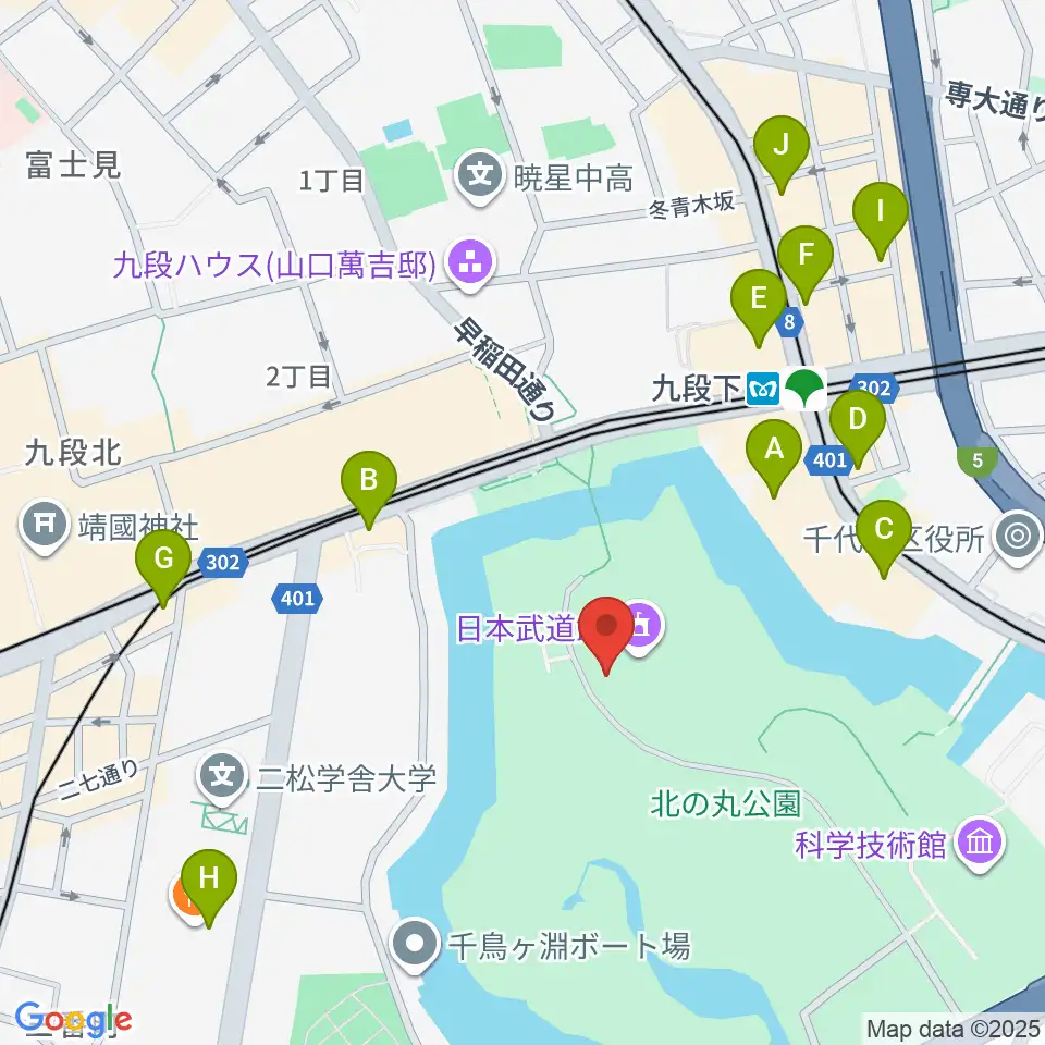 日本武道館周辺のコンビニエンスストア一覧地図