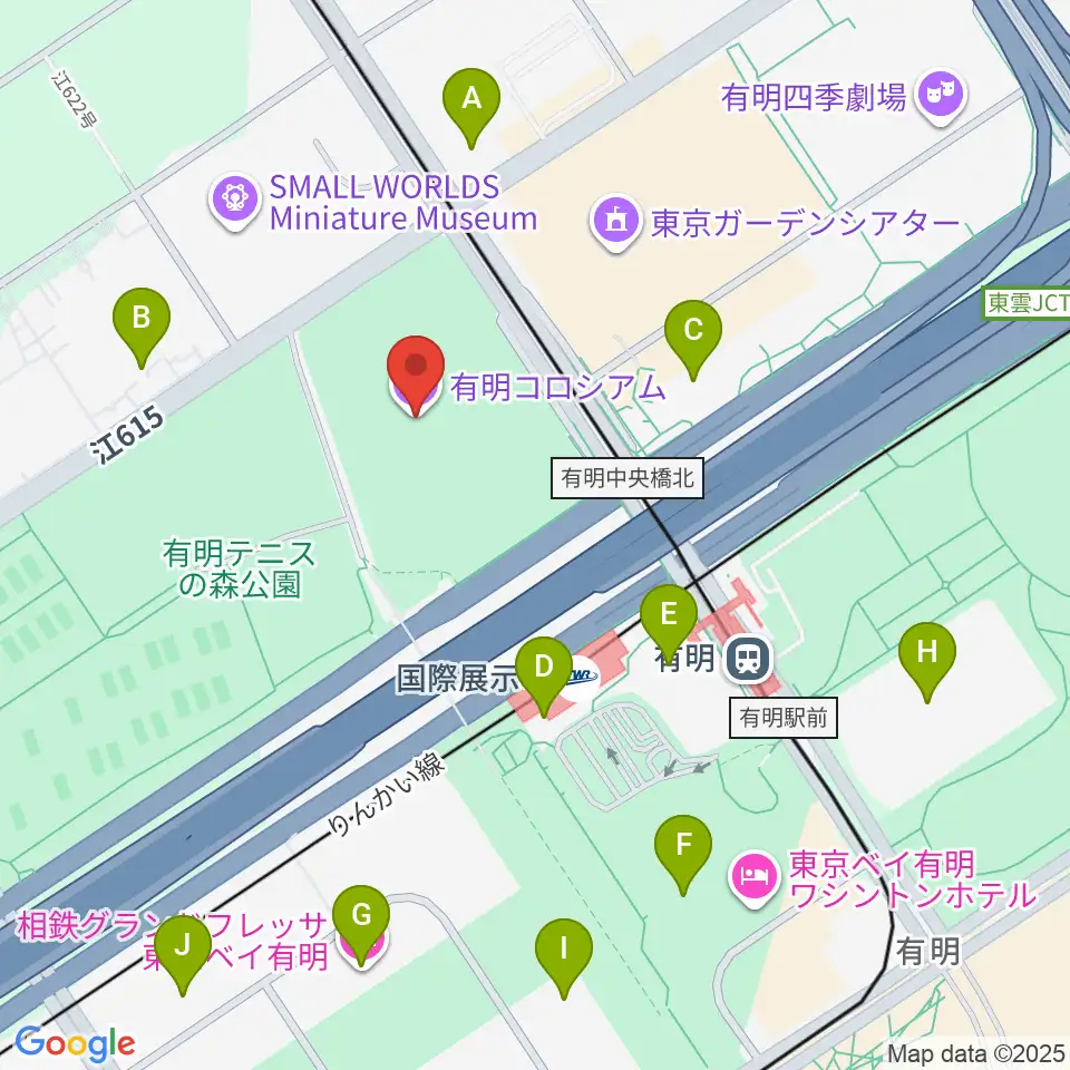 有明コロシアム周辺のコンビニエンスストア一覧地図