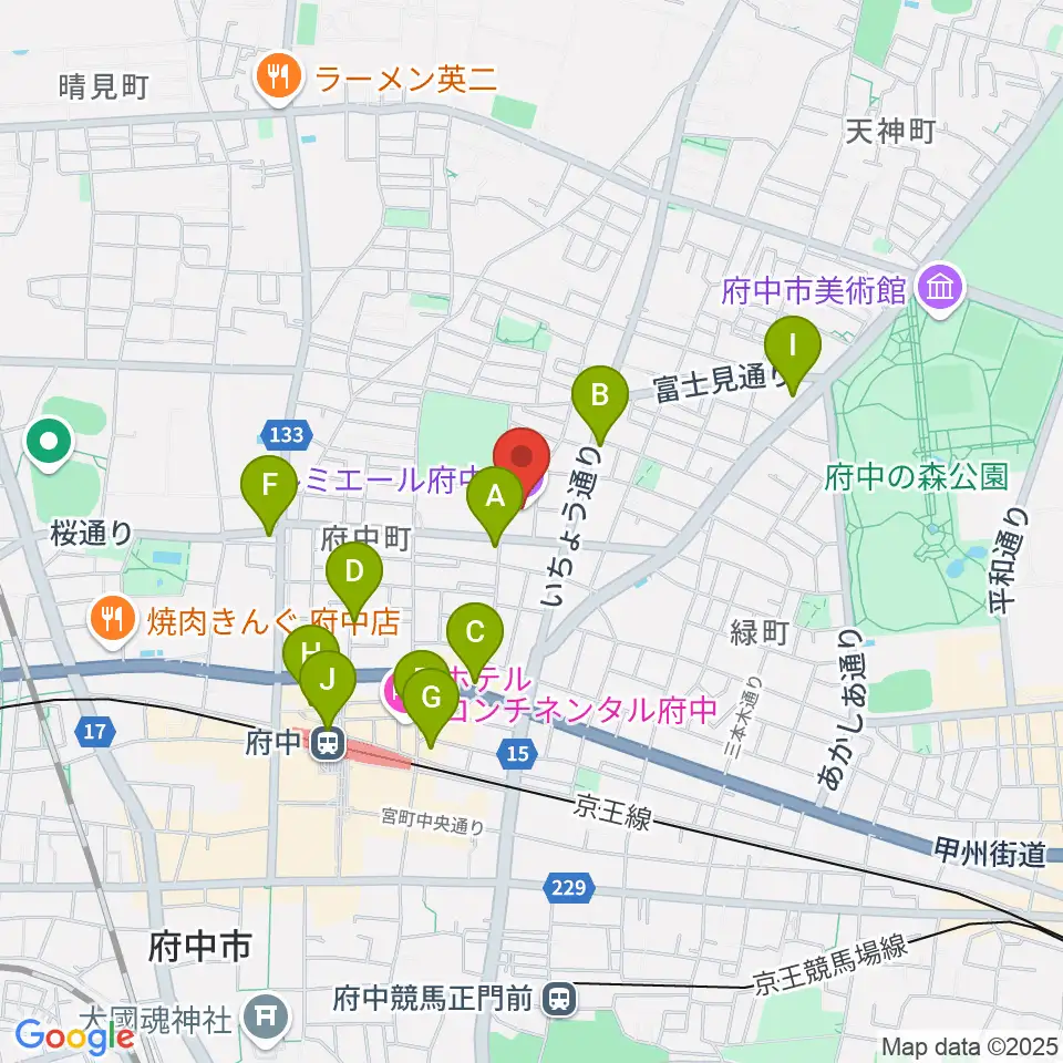 ルミエール府中周辺のコンビニエンスストア一覧地図