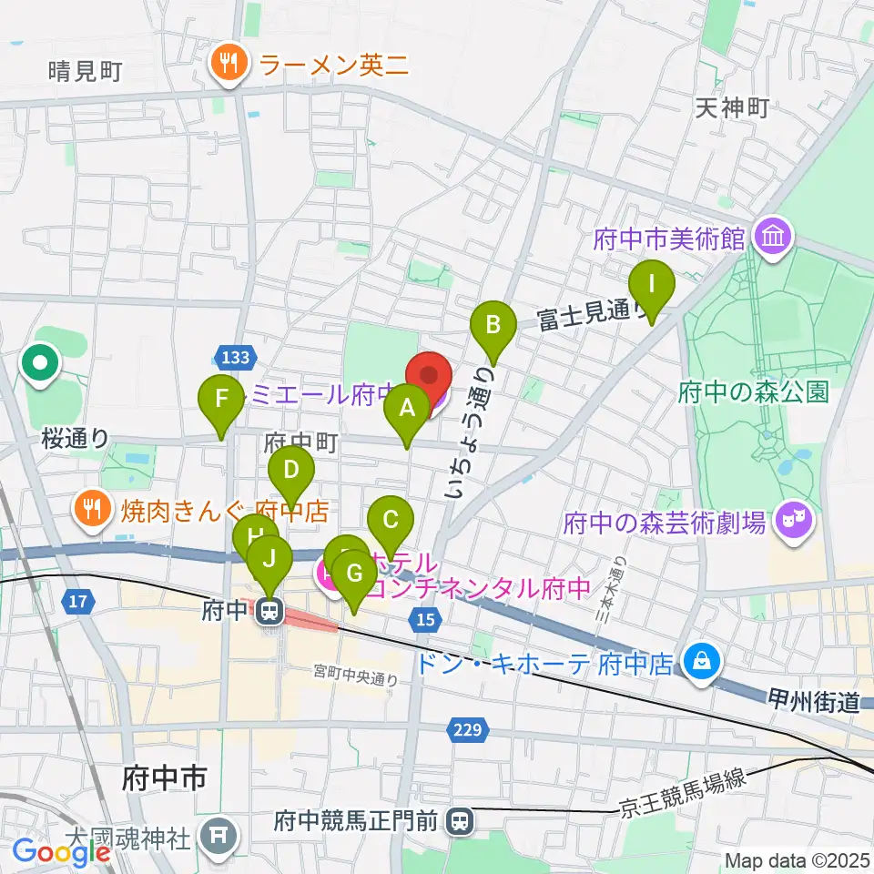 ルミエール府中周辺のコンビニエンスストア一覧地図